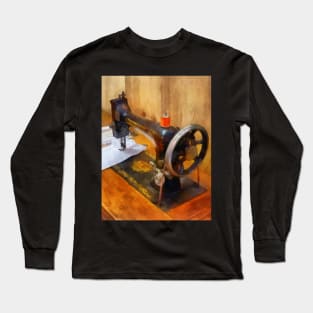 Sewing Machine With Orange Thread Long Sleeve T-Shirt